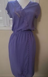 Vintage elastic waist faux wrap dress xs
